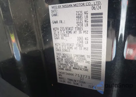 2024 Nissan Rogue S Intelligent Awd from USA, damaged, VIN 5N1BT3ABXRC753771